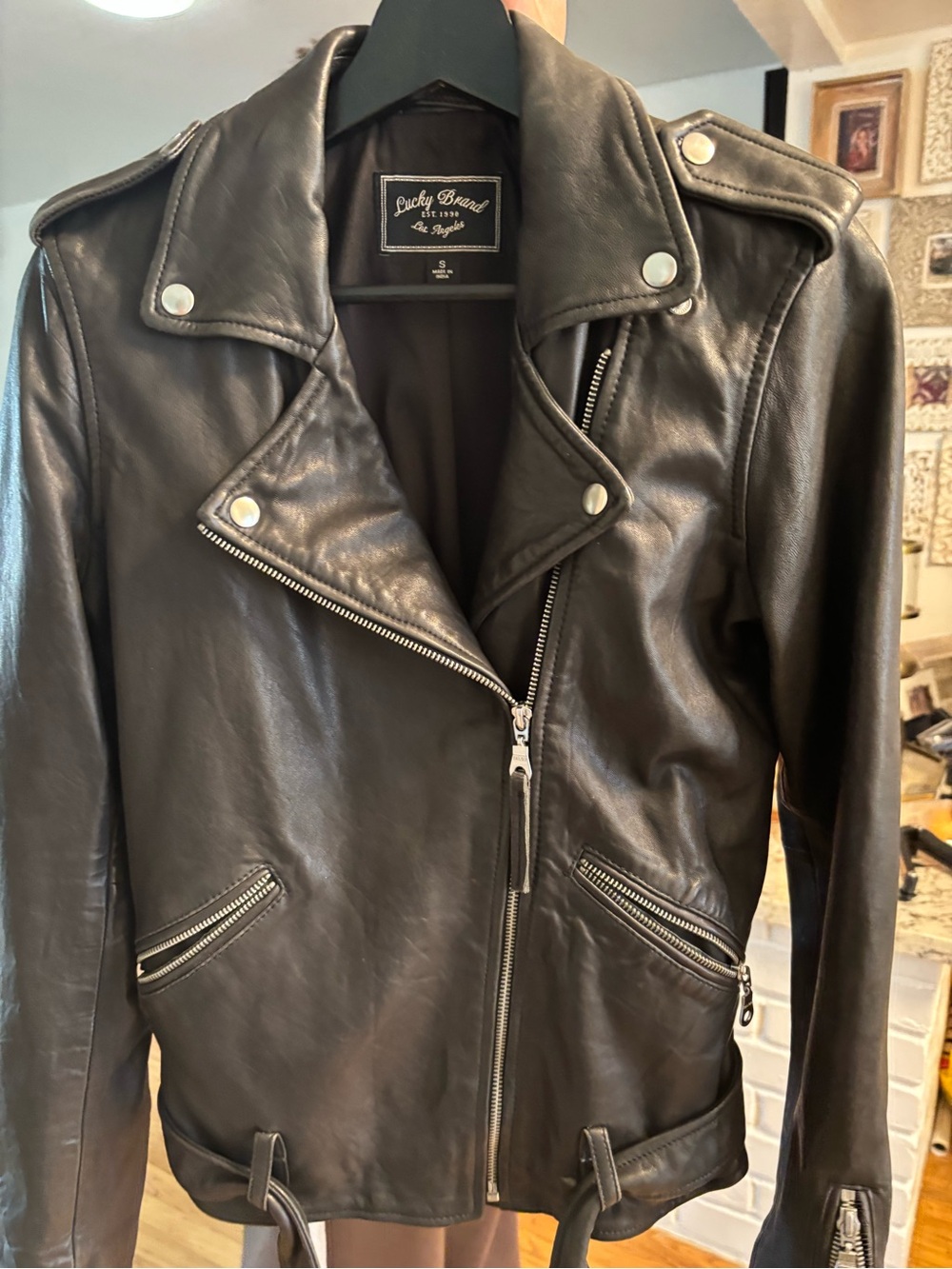 Lucky Brand Black Leather Asymmetrical Moto Jacket